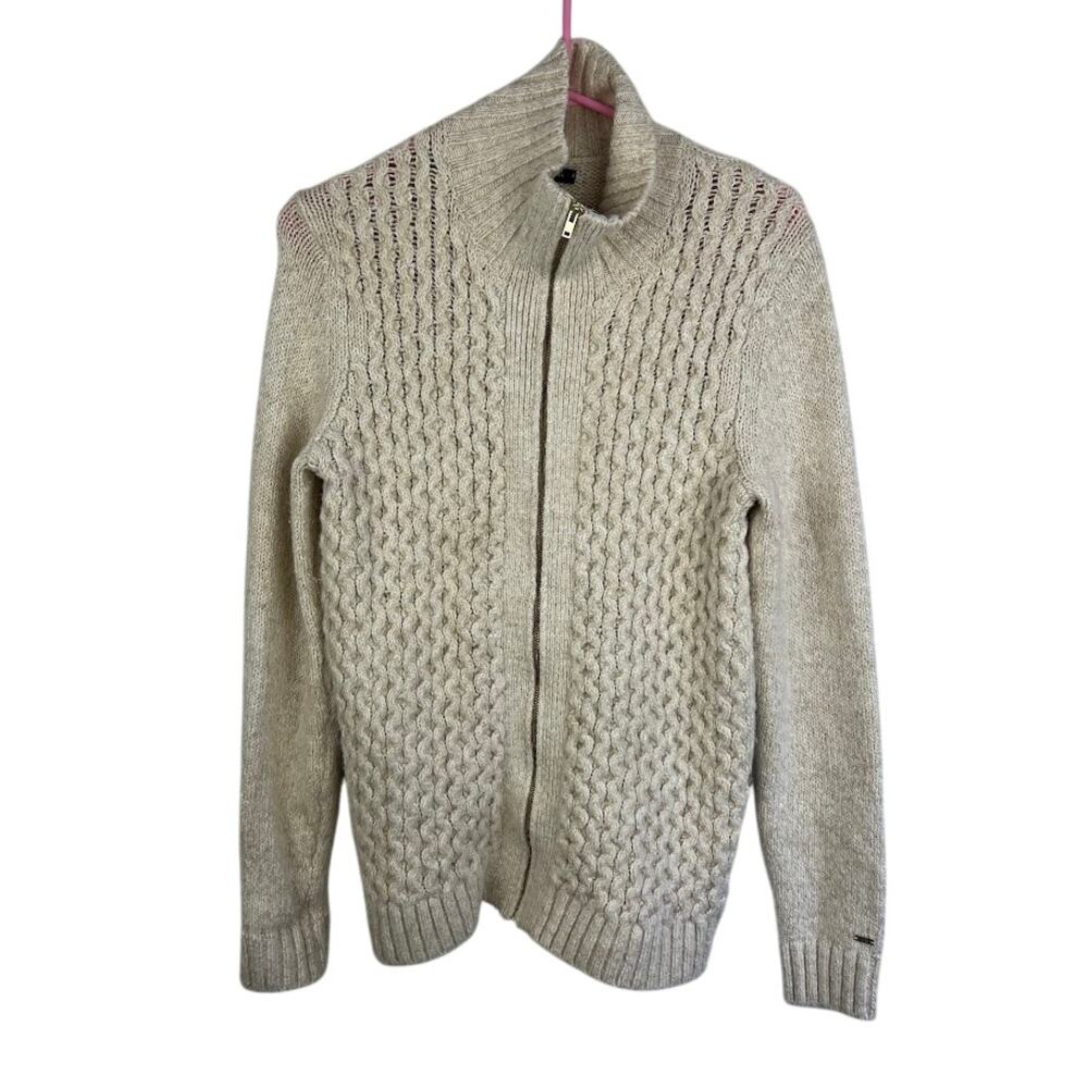 Tommy Hilfiger tan mockneck zip cardigan sweater women's size xs